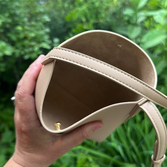 Samara Vegan Tan Leather Crossbody neutral tan cream color - Picture 9 of 10